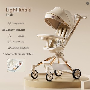 2025 Stylish <strong>Baby</strong> Stroller One-Key Rotation Two-Way Pushing Hidden Footrest Easy-Foldable Breathable 4-Wheel Aluminum Alloy - Product Image 6