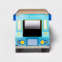 Individuelles Katzen-Spielhaus Blauer LKW Karton Katzen-Kratzbaum Spielhaus aus Pappe Katzenhaus aus Karton