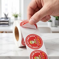 Etiquetas Adhesivas Redondas de 2 Pulgadas Personalizadas con 500 Unidades, con Mensaje de Agradecimiento y Calificación de 5 Estrellas, para Cajas de Comida para Llevar