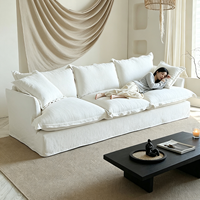 ATUNUS Baumwoll-Leinen-Mischgewebe Modulares Ecksofa Daunengefülltes Wolkensofa Bequemes Tiefsitz-Sofa für Wohnzimmermöbel
