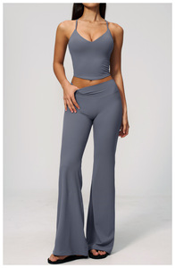 Leggings <span class=keywords><strong>Neri</strong></span> a Zampa per Ragazze, Top Sportivo con Scollo Quadrato, Pantaloncini Bianchi, Maglietta Yoga, T-shirt, Leggings Slim Fit, Capri - Product Image 4