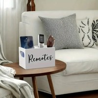 Support de télécommande rectangulaire en bois laqué blanc avec 2 fentes, plateau de rangement de bureau, boîte à bonbons, accessoires
