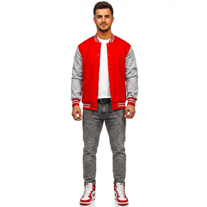 Custom Men's Varsity Jacket Stand Collar Winter Letter Embroidered Vintage College Genuine <b>Leather</b> Front Patch Logo OEM - Product Image 1