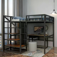 Lit personnalisé de style nordique en métal à deux étages au design moderne et en bois massif pour petites chambres familiales