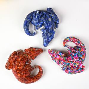 Figurine de dragon volant en résine époxy avec gravier de cristal de quartz naturel, écologique, faite à la main, décoration de bureau, vente en gros - Product Image 4