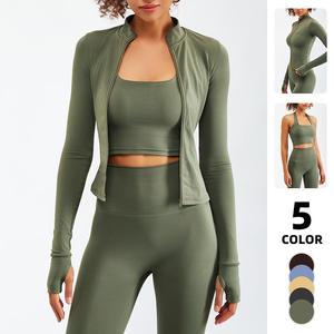 Yoke 2023 Herfst Athleisure 3-delige set: Leggings, sportbeha en jack met rits, zacht als boter, dames yogakleding - Product Image 2