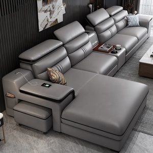 Sofá reclinable moderno de cuero sintético de una plaza con <span class=keywords><strong>asiento</strong></span> de madera <span class=keywords><strong>extensible</strong></span>, varios estilos para muebles de sala de estar para villas - Product Image 3