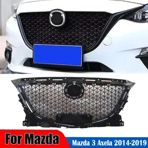 Grille de radiateur en nid d'abeille noire StarNav pour pare-chocs supérieur de voiture, compatible Mazda 3 Axela 2014-2019, style course, pour modification - Product Image 6