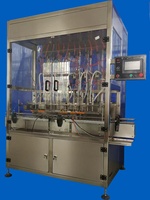 Máquina de llenado automática de alta viscosidad para salsas, mantequilla de cacahuete, miel, jarabe de arce y mermelada, con 2, 4, 6 o 12 cabezales, apta para uso alimentario.