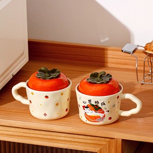 Taza de Cerámica con Tapa de Dibujos Animados Zuo Mu, Resistente al Calor, Regalo para Niñas, Invierno 2025, Pintada a Mano, Primera Calidad - Product Image 4