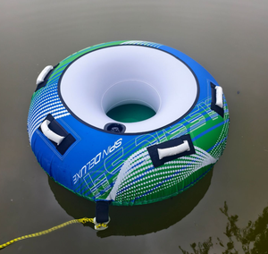 Toboggan aquatique gonflable en PVC pour adultes, toboggan aquatique arc-en-ciel, tube de ski nautique, équipement de plein air, housse en tissu, anneau, fond rigide - Product Image 5
