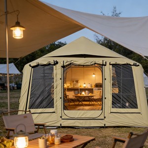 Tente de glamping familiale de luxe facile à installer, tente extérieure en toile Oxford, spacieuse pour les voyages en famille dans le désert - Product Image 2