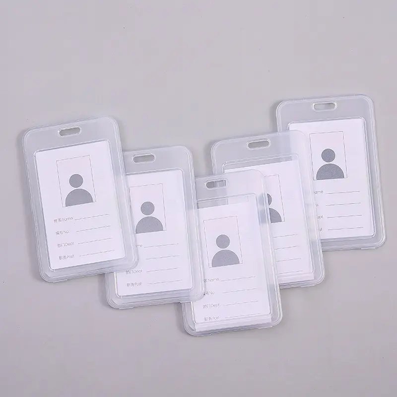 Custom double-sided transparent work card work id holder clear soft plastic id card holder transparent id card holder