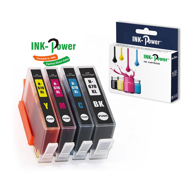 INK-POWER 670 670XL Premium Compatible Color Inkjet Cartucho De Tinta Ink Cartridge for HP HP670 HP670XL 3525 Printer