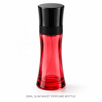 Botol Parfum Kaca Warna-warni 30ml Model Slim Waist Grosir, Botol Semprot Parfum Mini Kosong dengan Tutup Hitam