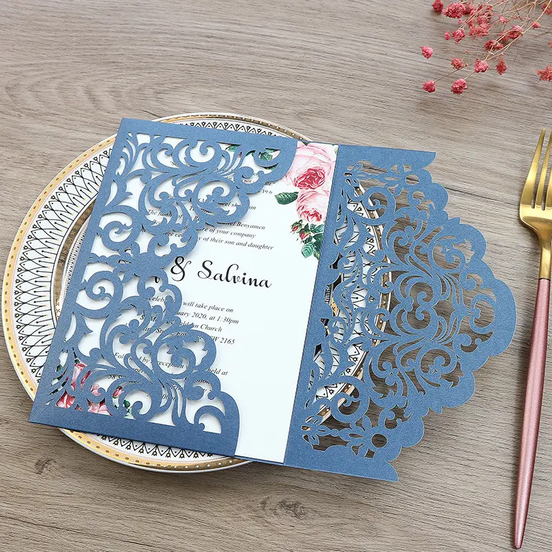 Custom WED INVIT CARD best wedding card design Business vellum paper wedding invitation card