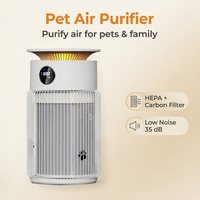 Purificateur d'air pour animaux de compagnie OEM, filtre HEPA H13, désinfection UVC, entrée d'air turbo, contrôle WiFi, faible bruit, pour chiens et chats