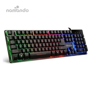 Gaming Keyboard Spanish USB Wired Keyboard mit Comfortable Wrist Rest Rainbow LED Multimedia Shortcut 19-Key Anti-Ghosting