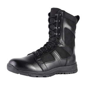 รองเท้าบูท Flying Fish Tactical สีดำ แบบหุ้มข้อสูง หนังเย็บต่อกัน กันลื่น สำหรับฝึกซ้อมรบและกิจกรรมกลางแจ้ง รองเท้าบูทผู้ชาย ส้นเตี้ย แบบมาตรฐาน - Product Image 3