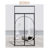 Porte intérieure à battants en aluminium et verre insonorisé, style rétro français, avec cadre givré pour villa