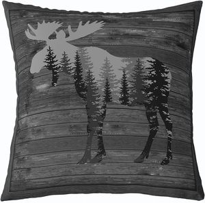 Housse de coussin rétro motif ours et cerf pour la chasse, idéale pour la décoration du salon, housse de coussin décorative loup noir et gris - Product Image 3