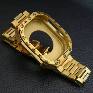 Boîtier de montre de luxe en acier inoxydable 49mm ultra pour apple watch kit de modification couvercle de bracelet de montre en métal sport pour iwatch 8 49mm
