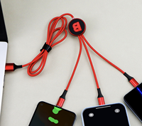 Kabel Pengisi Daya USB Logo LED 3 in 1 Produk Baru Terlaris 2026 Aksesoris Ponsel Grosir Hadiah untuk Promosi