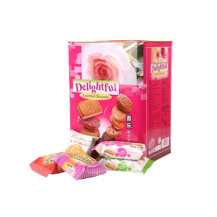 Vente en gros OEM Divers modèles d'emballages 700g Assortiment de biscuits à la crème pour sandwich fourrés