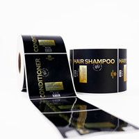 Étiquettes personnalisées en vinyle imperméable argenté BOPP avec dorure à chaud pour bouteilles de shampoing cosmétique, en rouleau, imprimées, pour emballages de produits corporels et capillaires