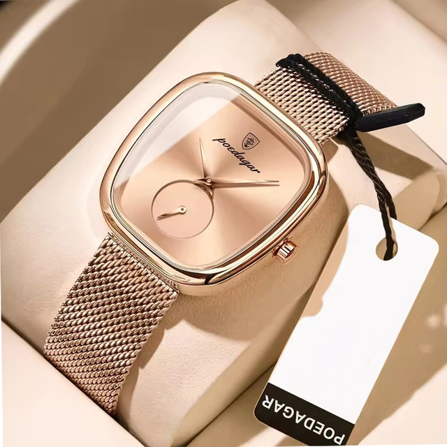 POEDAGAR 783 Luxury Fashion Ladies Irregular Shape Wristwatches Waterproof Mesh Steel Bracelet Original Quartz Watches for Women