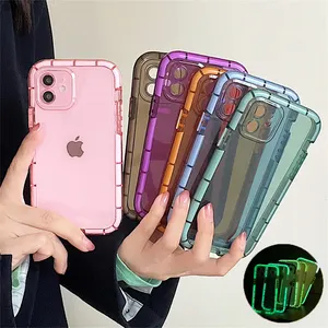 Wholesale Glow Dark Luminous Shockproof Bumper Color Transparent Phone Case For iPhone 14 12 11 13 Pro Max 7 8 Plus XR XS Max