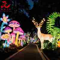 Instalasi Lampu Luar Ruangan dengan Pajangan Lampion Besar Bertema Fantasi Kustom untuk Taman Wisata dan Pariwisata Malam
