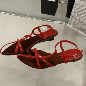 XSD Women's Summer Beach Dress <b>Sandals</b> Peep Toe Cross Strap with Leather Lace Low Heel Kitten Heel <b>Flat</b> <b>Sandals</b> - Product Image 2