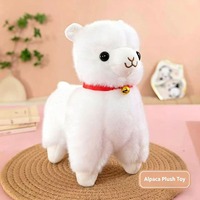 Peluche mouton shaggy Kawaii, jouet en peluche blanc doux avec bandana rose à paillettes pour filles, cadeau d'anniversaire, jouet esthétique