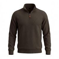 Sweat-shirt polaire en polyester imprimé 3D à motif Argyle, style américain, demi-zip, col à revers, pour homme, collection automne/hiver, pour le commerce transfrontalier