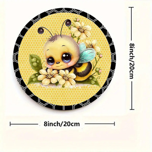 Cartelli decorativi in legno rotondi con Design Art Deco piccola ape per porta d'ingresso in giardino estate Wind Hanging insegne - Product Image 6