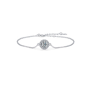 S925 Silver Chain <b>Bracelet</b> Round Zircon Snowflake Bezel Setting Classic Women's Everyday Wear Fine Link <b>Bracelet</b> - Product Image 1