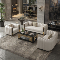 Modernes Luxus-Sofa-Set aus Weißem Kunstleder für Wohnzimmer, Rechteckige Form