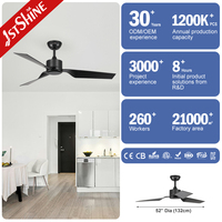 Ventilateur de plafond 1stshine 52 pouces avec pales en ABS, télécommande, décoration intérieure, excellent vendeur, directement de l'usine, moteur DC professionnel moderne