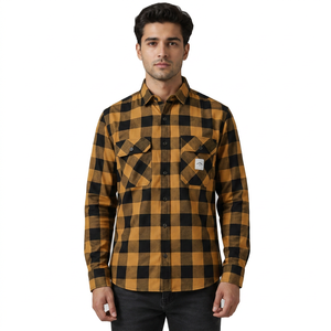 Chemise en flanelle de coton brossé pour homme |   Chemise à carreaux décontractée style bûcheron en flanelle épaisse, chemise de travail en flanelle de coton premium à carreaux - Product Image 1