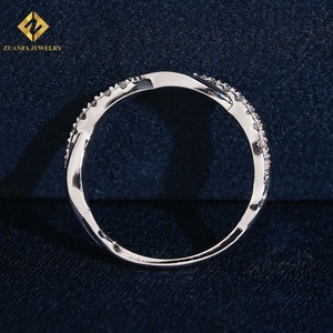 Anillo de Eternidad ZUANFA JEWELRY para Mujer, Plata 925 con Baño de Rodio, Corte Brillante Redondo, Engaste Pavé de Diamantes, Estilo Clásico - Product Image 4