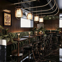 Comptoir de présentation de café éco-responsable personnalisé avec éclairage LED pour les cafés B2B, conception clé en main, installation, projet personnalisé en usine