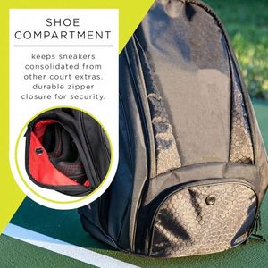 Free sample Hot Selling <b>Large</b> Capacity Custom <b>Black</b> <b>Backpack</b> for Gear Equipment with Shoe Pocket Waterproof Sports Pickleball - Product Image 6