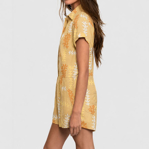 Romper Bohemio con Botones y Estampado Personalizado OEM, Romper de Lino y Algodón de Alta Calidad - Product Image 3