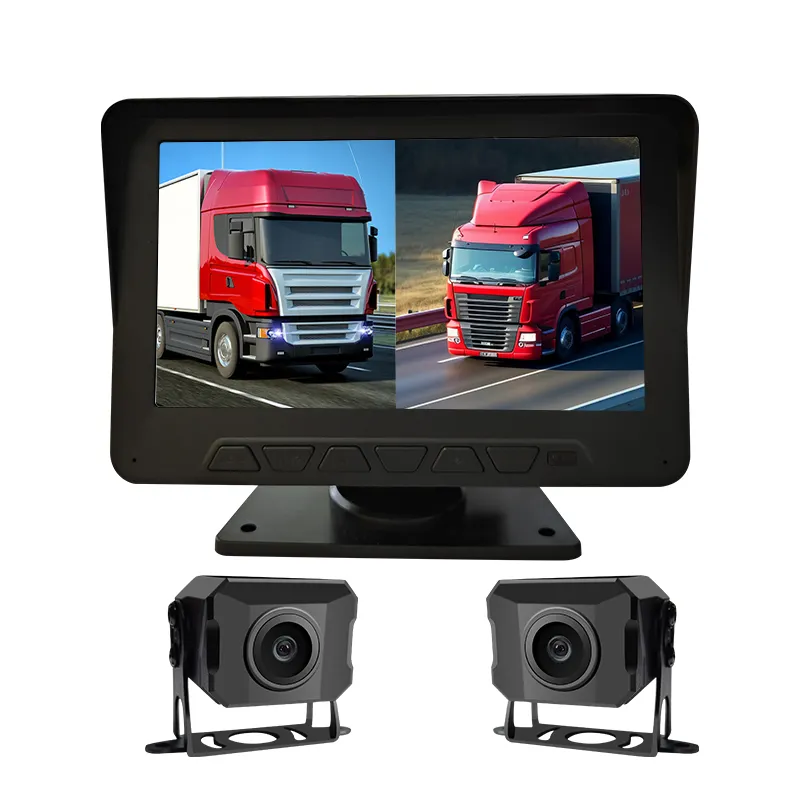 720P camion caméra Vision antérieure et postérieure 2 canaux entrée vidéo vue arrière sauvegarde 7 pouces AHD Bus moniteur