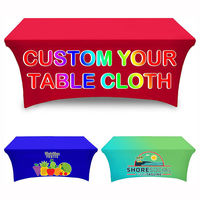 Mantel de Poliéster Personalizado con Impresión, Cubierta Elástica de 6 pies y 8 pies, Logotipo Empresarial, Hogar, Feria Comercial, Evento