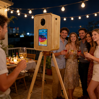 Trépied et support d'imprimante en bois pour iPad, style rétro, pour iPad/appareil photo/smartphone avec Wi-Fi et Bluetooth