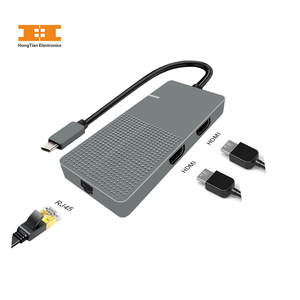 Adaptador multipuerto personalizado VGA/HDM1 HDTV TF lector de tarjetas SD estación de acoplamiento de tableta <span class=keywords><strong>RJ45</strong></span> 1000M 3,5 Audio PD cargador USB Hub - Product Image 5