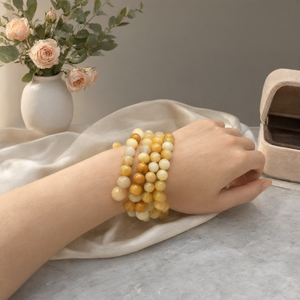 Bracelet en Aventurine jaune, perles de 8 mm, lot de 4 pièces, bijoux en pierres précieuses/cristaux pour la fête des mères - Product Image 3