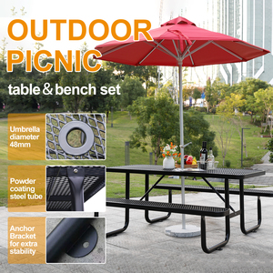 Mesa de Picnic Comercial Rectangular de Metal Expandido de 4 pies x 6 pies con Banco para Exteriores, <span class=keywords><strong>Patio</strong></span>, Acero, Camping, Comedor - Product Image 4